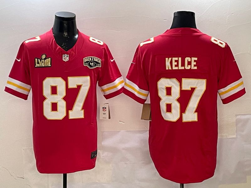 Men Kansas City Chiefs #87 Kelce Red Three generations Nike 2025 Vapor Limited NFL Jersey style 2->kansas city chiefs->NFL Jersey